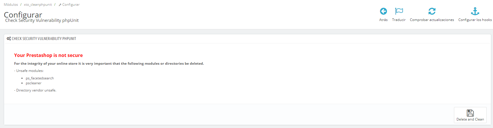 Detección vulnerabilidad PHPUnit - Prestashop