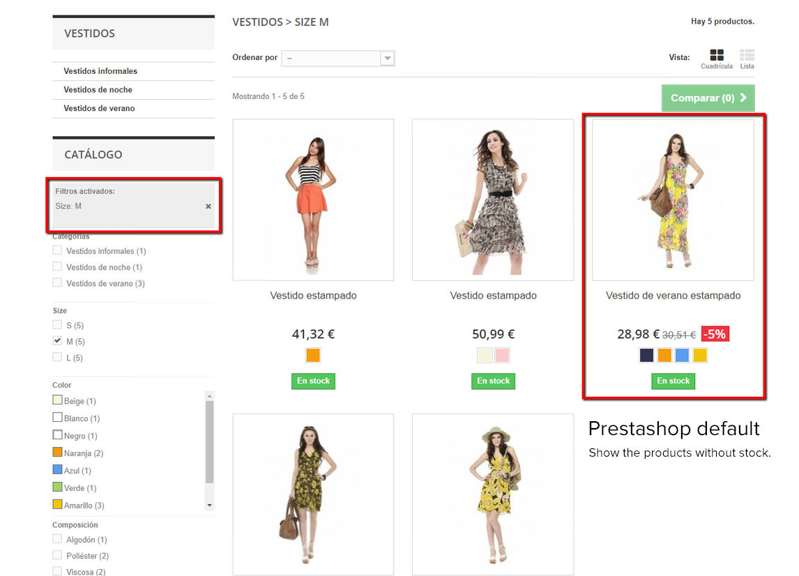 Filtrado de productos por defecto en Prestashop 1.6