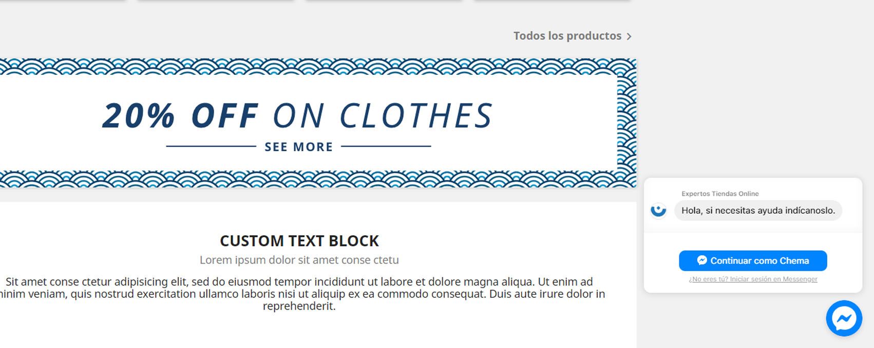 Chat messenger Facebook Prestashop 1.7