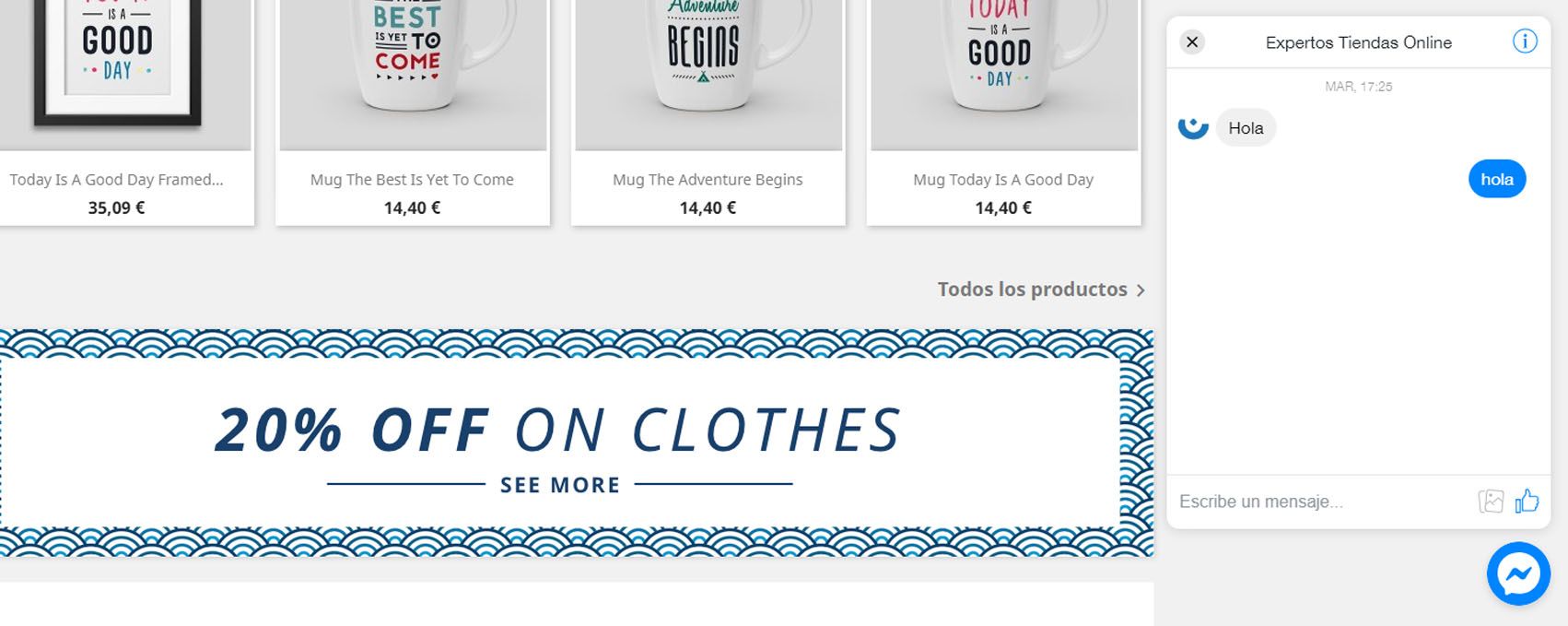 Chateando chat messenger Facebook Prestashop