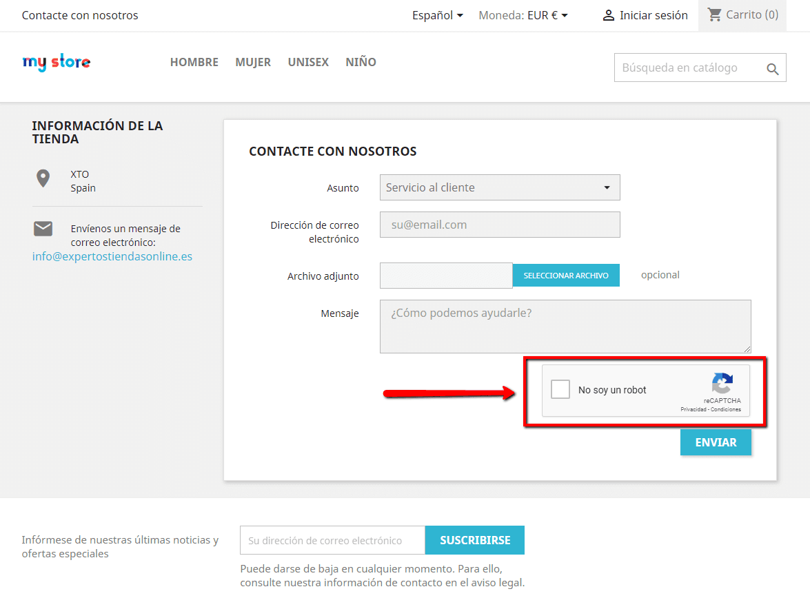 reCaptcha formulario de contacto Prestashop