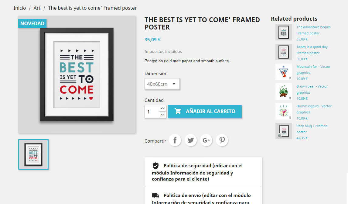Visualización productos relacionados de la misma categoría columna derecha