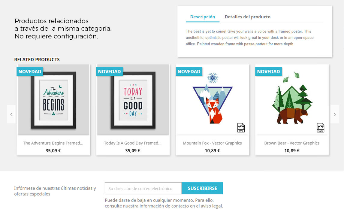 Visualización productos relacionados de la misma categoría