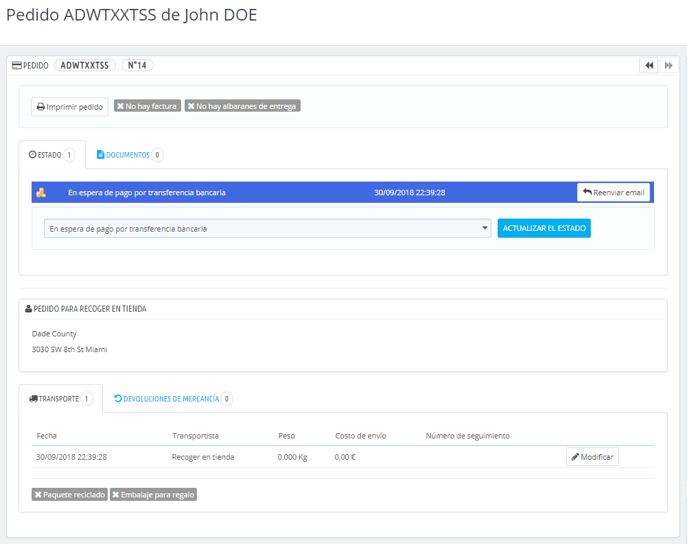 Muestra la tienda seleccionada por el usuario en el backend