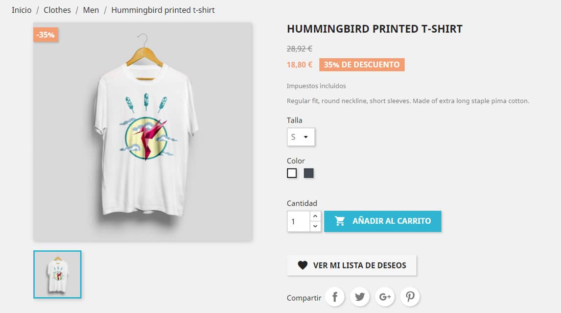 Producto añadido a la lista de deseos Prestashop